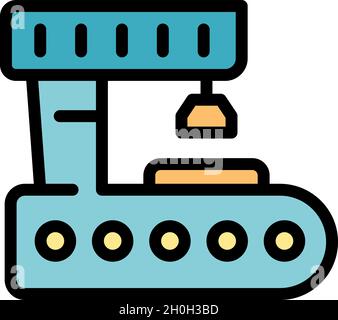 Lathe machine icon. Outline lathe machine vector icon color flat isolated Stock Vector