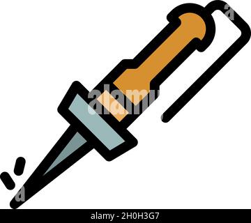 Electronic solder icon. Outline electronic solder vector icon color flat isolated Stock Vector