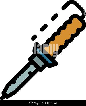 Soldering iron icon. Outline soldering iron vector icon color flat isolated Stock Vector