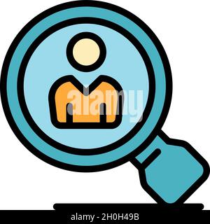 Client and magnifier icon. Outline client and magnifier vector icon color flat isolated Stock Vector
