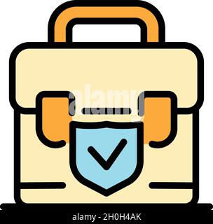 Check suitcase icon. Outline check suitcase vector icon color flat isolated Stock Vector