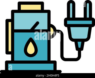 Hybrid filling station icon. Outline hybrid filling station vector icon color flat isolated Stock Vector