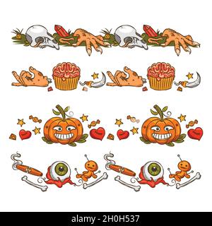 hand drawn halloween frame collection vector design illustration Stock Vector