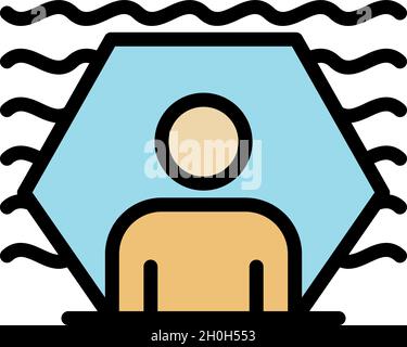 Protected sound man icon. Outline protected sound man vector icon color flat isolated Stock Vector