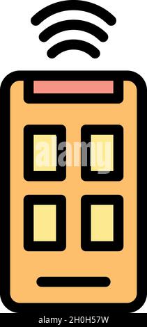 Smartphone remote control icon. Outline smartphone remote control vector icon color flat isolated Stock Vector
