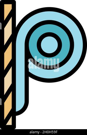 Insulation roll icon. Outline insulation roll vector icon color flat isolated Stock Vector