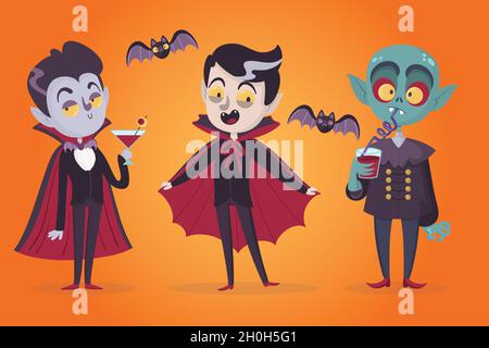 variety dracula vampire characters vector design illustration Stock Vector