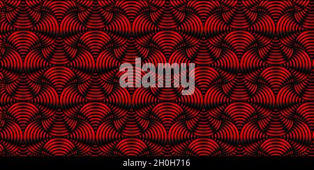 Abstract geometric pattern with circle overlapping dark red metallic background Stock Vector