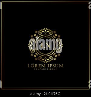 LN Initial Letter Luxury Logo template in vector for Restaurant, Royalty, Boutique, Cafe, Hotel, Heraldic, Jewelry, Fashion and other vector illustrat Stock Vector