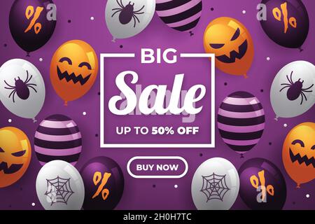 halloween big sale with spooky balloons vector design illustration Stock Vector