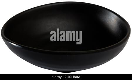 Black empty ceramic dip bowl closeup Stock Photo