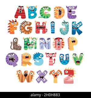 cute halloween monster alphabet vector design illustration Stock Vector