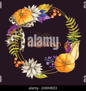 happy halloween watercolor frame vector design illustration Stock Vector