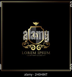 LY Initial Letter Luxury Logo template in vector for Restaurant, Royalty, Boutique, Cafe, Hotel, Heraldic, Jewelry, Fashion and other vector illustrat Stock Vector
