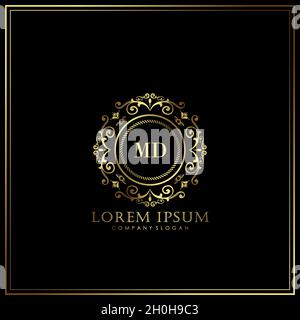 MD Initial Letter Luxury Logo template in vector for Restaurant, Royalty, Boutique, Cafe, Hotel, Heraldic, Jewelry, Fashion and other vector illustrat Stock Vector