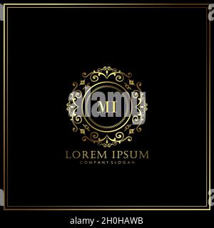 MI Initial Letter Luxury Logo template in vector for Restaurant, Royalty, Boutique, Cafe, Hotel, Heraldic, Jewelry, Fashion and other vector illustrat Stock Vector