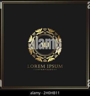 MJ Initial Letter Luxury Logo template in vector for Restaurant, Royalty, Boutique, Cafe, Hotel, Heraldic, Jewelry, Fashion and other vector illustrat Stock Vector
