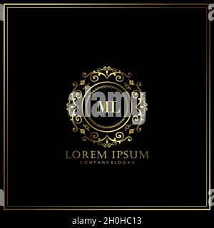 ML Initial Letter Luxury Logo template in vector for Restaurant, Royalty, Boutique, Cafe, Hotel, Heraldic, Jewelry, Fashion and other vector illustrat Stock Vector