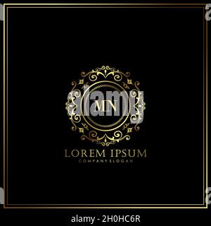MN Initial Letter Luxury Logo template in vector for Restaurant, Royalty, Boutique, Cafe, Hotel, Heraldic, Jewelry, Fashion and other vector illustrat Stock Vector