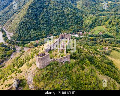 Aerial of the Maglic castle, Kaljevo, Serbia Stock Photo