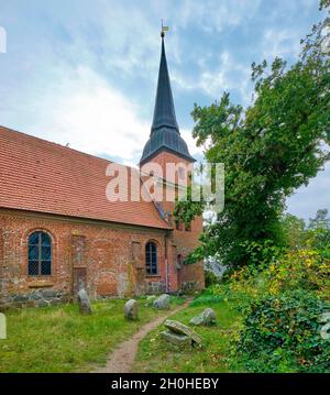 Mellenthin Village Church, Usedom Island, Mecklenburg-Western Pomerania, Germany Stock Photo