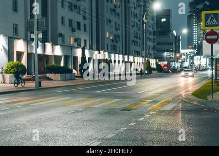 Asphalt street road with markings evening background Stock Photo