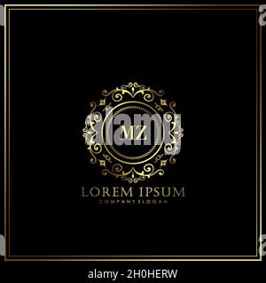 MZ Initial Letter Luxury Logo template in vector for Restaurant, Royalty, Boutique, Cafe, Hotel, Heraldic, Jewelry, Fashion and other vector illustrat Stock Vector