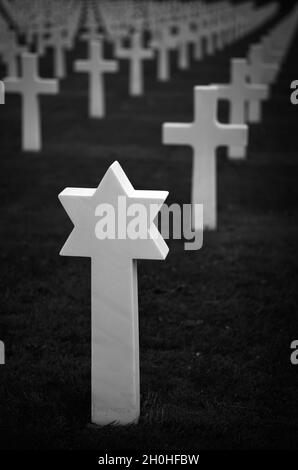 Jewish grave, US military cemetery, Cimetiere militaire americain de Saint-Avold, English Lorraine American Cemetery and Memorial, Saint-Avold Stock Photo