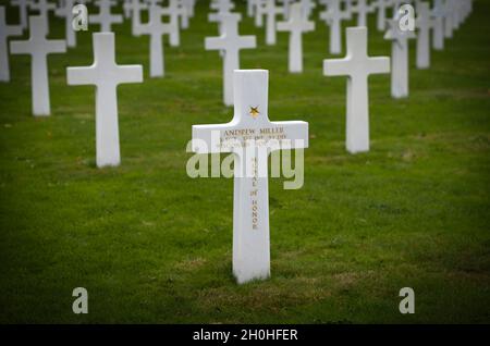 Grave of a Medal of Honor recipient, US military cemetery, Cimetiere militaire americain de Saint-Avold, English Lorraine American Cemetery and Stock Photo