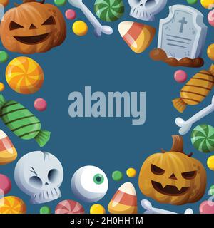 hand drawn halloween frame template vector design illustration Stock Vector