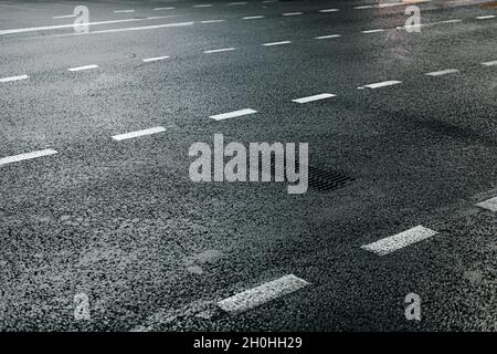 Asphalt street road with markings evening background Stock Photo
