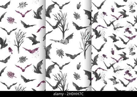 watercolor Halloween patterns design vector illustration Stock Vector