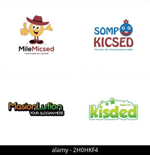 Modern collection of vector logos with characters and colorful text Stock Vector