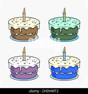 Birthday Cake Set Vector Illustration Stock Vector