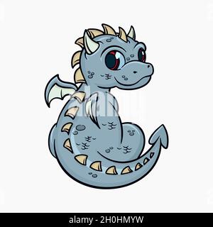 Cute Baby Dragon Vector Illustration Cartoon Stock Vector
