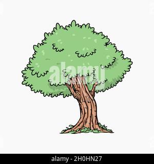 Oak Tree Vector Illustration Cartoon Clipart Stock Vector