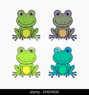 Set of Frogs Vector Illustration Cartoon Stock Vector
