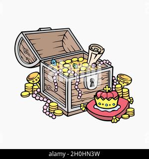 Treasure box vector illustration cartoon clipart Stock Vector