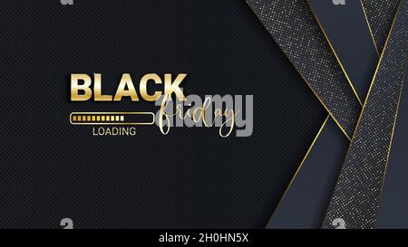 Black Friday loading bar background, banner poster design template. Progress loading bar. Black friday sale. Vector illustration. Stock Vector