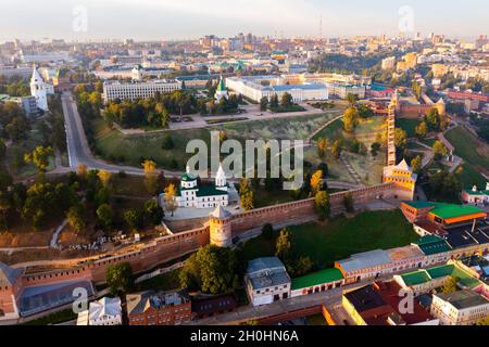 Aerial photo of Nizhny Novgorod in morning Stock Photo