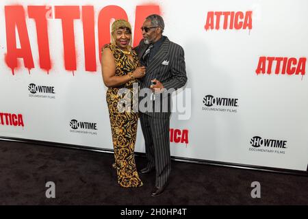 New York, USA. 12th Oct, 2021. Attica survivor Arthur Harrison and wife attend the screening of 'Attica' at the Apollo Theater in New York City on October 12, 2021. (Photo by Gabriele Holtermann/Sipa USA) Credit: Sipa USA/Alamy Live News Stock Photo