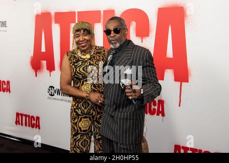 New York, USA. 12th Oct, 2021. Attica survivor Arthur Harrison and wife attend the screening of 'Attica' at the Apollo Theater in New York City on October 12, 2021. (Photo by Gabriele Holtermann/Sipa USA) Credit: Sipa USA/Alamy Live News Stock Photo