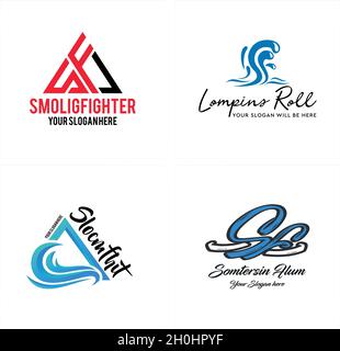 Set of wordmark splash water logo design Stock Vector