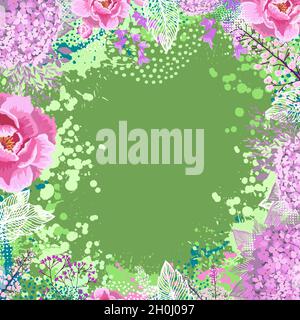 Vector illustration beautiful flower frame for invitation card hand ...
