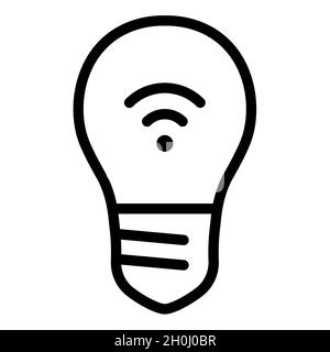 led smart light bulb wireless single isolated icon with filled line ...