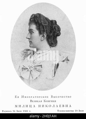 Princess Militza of Montenegro, wife of Russian Grand Duke Peter Nikolayevich Romanov and since the wedding Grand Duchess Alexandra Petrovna of Russia. (undated photo) [automated translation] Stock Photo