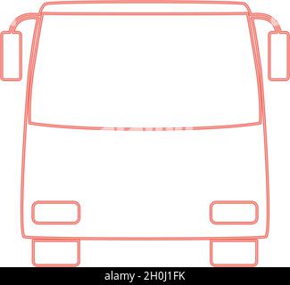 Neon bus red color vector illustration flat style light image Stock Vector