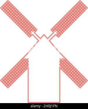 Neon mill red color vector illustration flat style light image Stock Vector