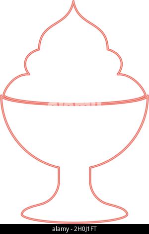 Neon ice cream red color vector illustration flat style light image Stock Vector