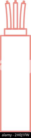 Neon electric cable red color vector illustration flat style light image Stock Vector